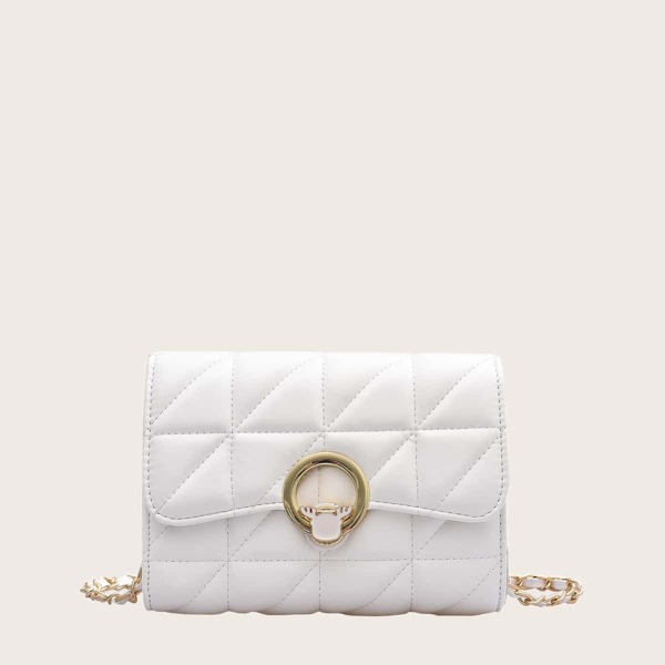 

Quilted Chain Crossbody Bag, White