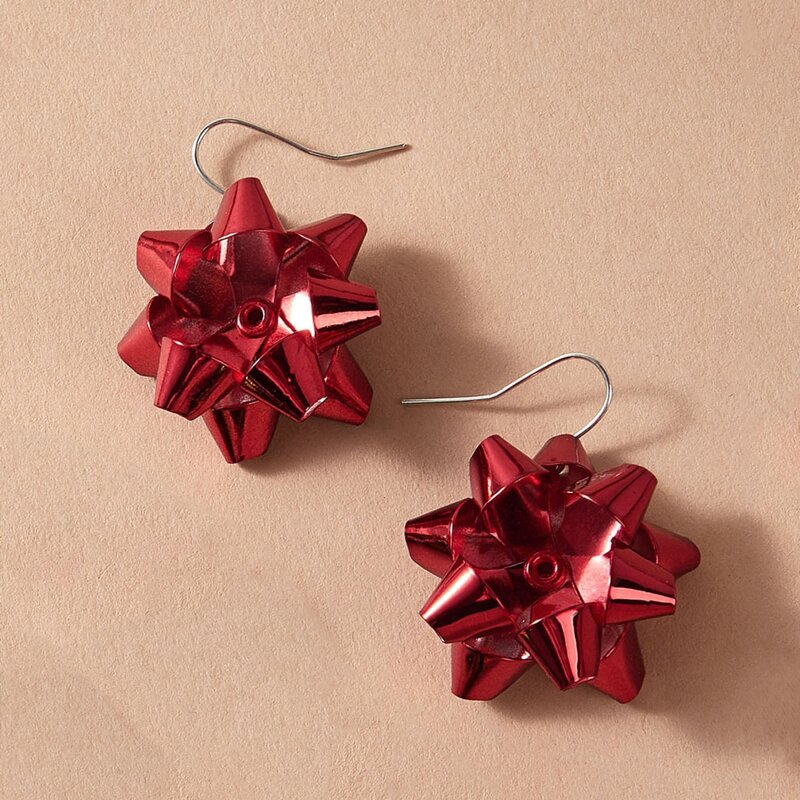 

Christmas Flower Drop Earrings, Red