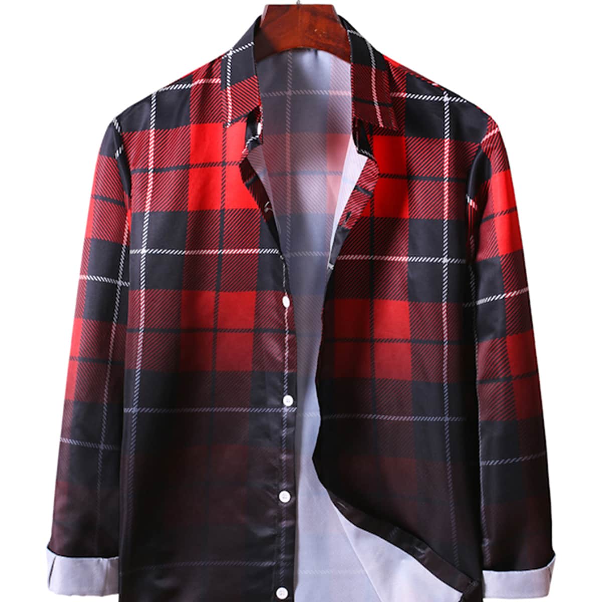 

Guys Tartan Plaid Ombre Shirt, Multicolor