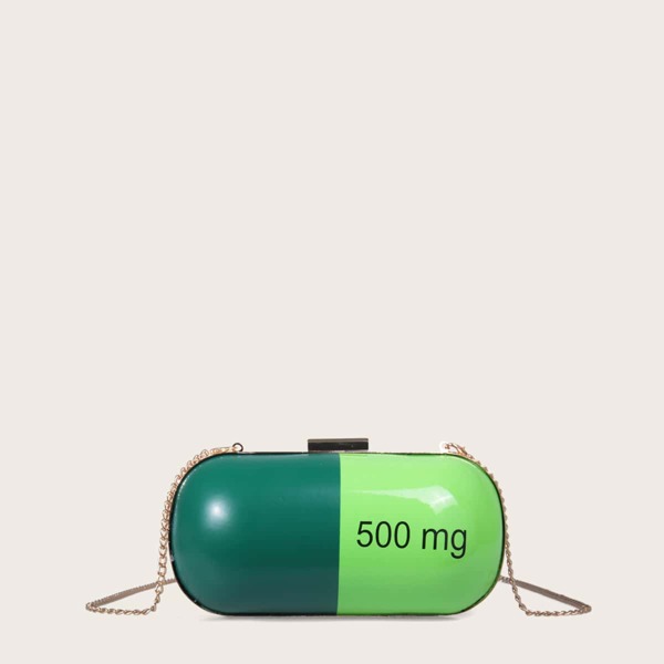 

Letter Graphic Colorblock Crossbody Bag, Green