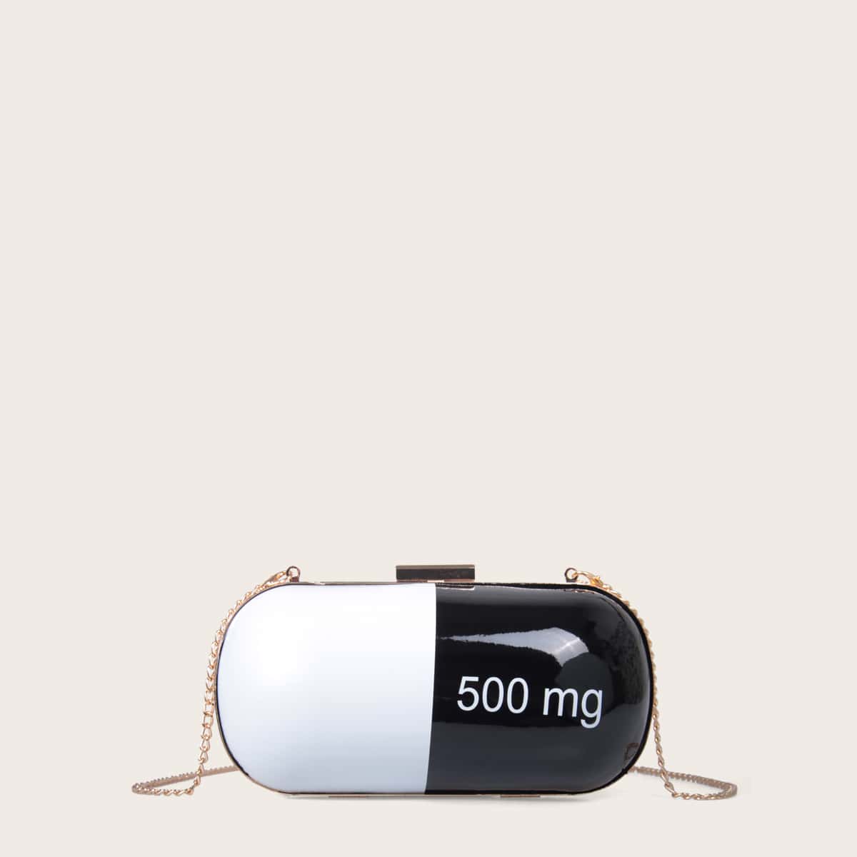 

Letter Graphic Colorblock Crossbody Bag, Black and white