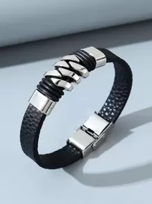 Vòng tay trang trí bằng thép không gỉ thời trang và phổ biến dành cho nam giới để làm quà tặng trang sức và cho vẻ ngoài sành điệu - màu đen - Xem 1