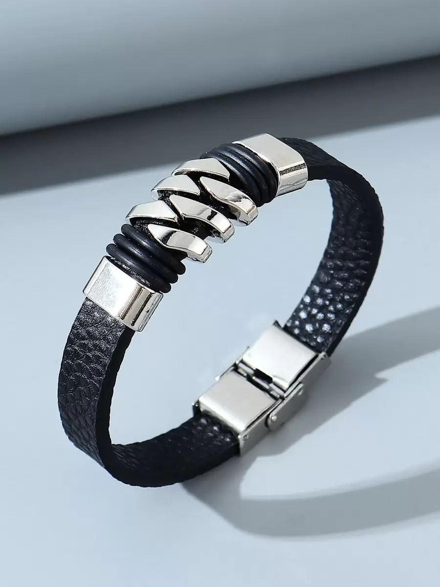 Vòng tay trang trí bằng thép không gỉ thời trang và phổ biến dành cho nam giới để làm quà tặng trang sức và cho vẻ ngoài sành điệu - màu đen - Xem 1