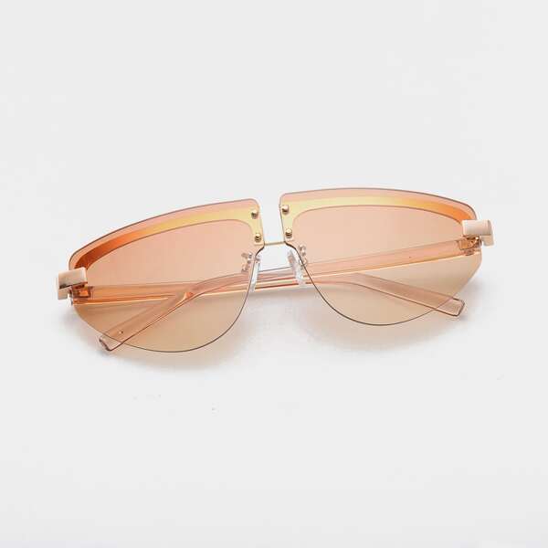 

Rivet Decor Rimless Sunglasses, Orange