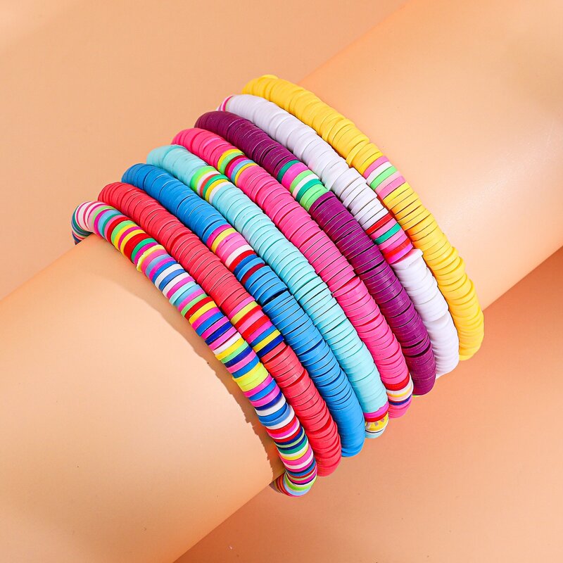 

8pcs Colorful Bead Bracelet, Multicolor