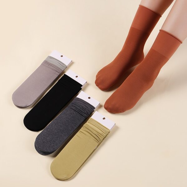 

5pairs Simple Solid Socks, Multicolor