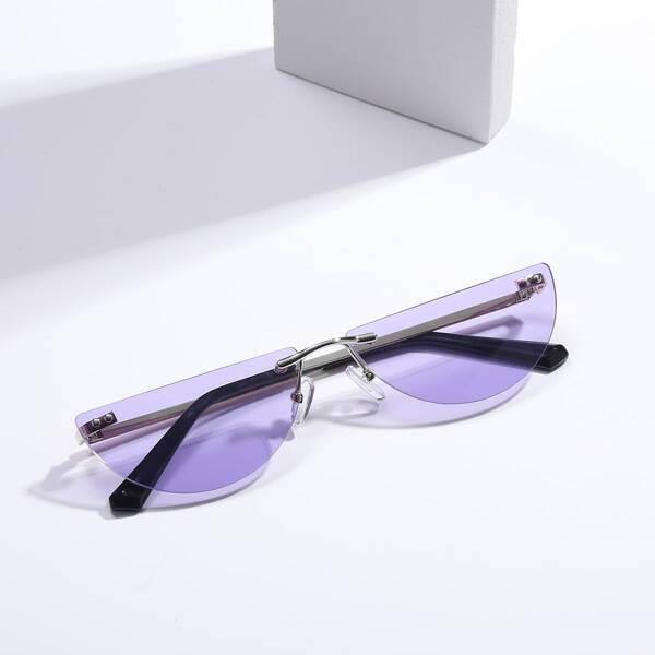 

Flat Rimless Sunglasses, Purple