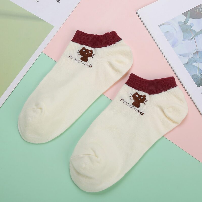 

5pairs Cartoon Cat Socks, Multicolor