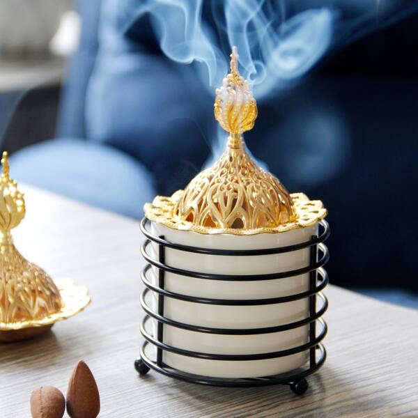 

Incense Burner With Lid, Black