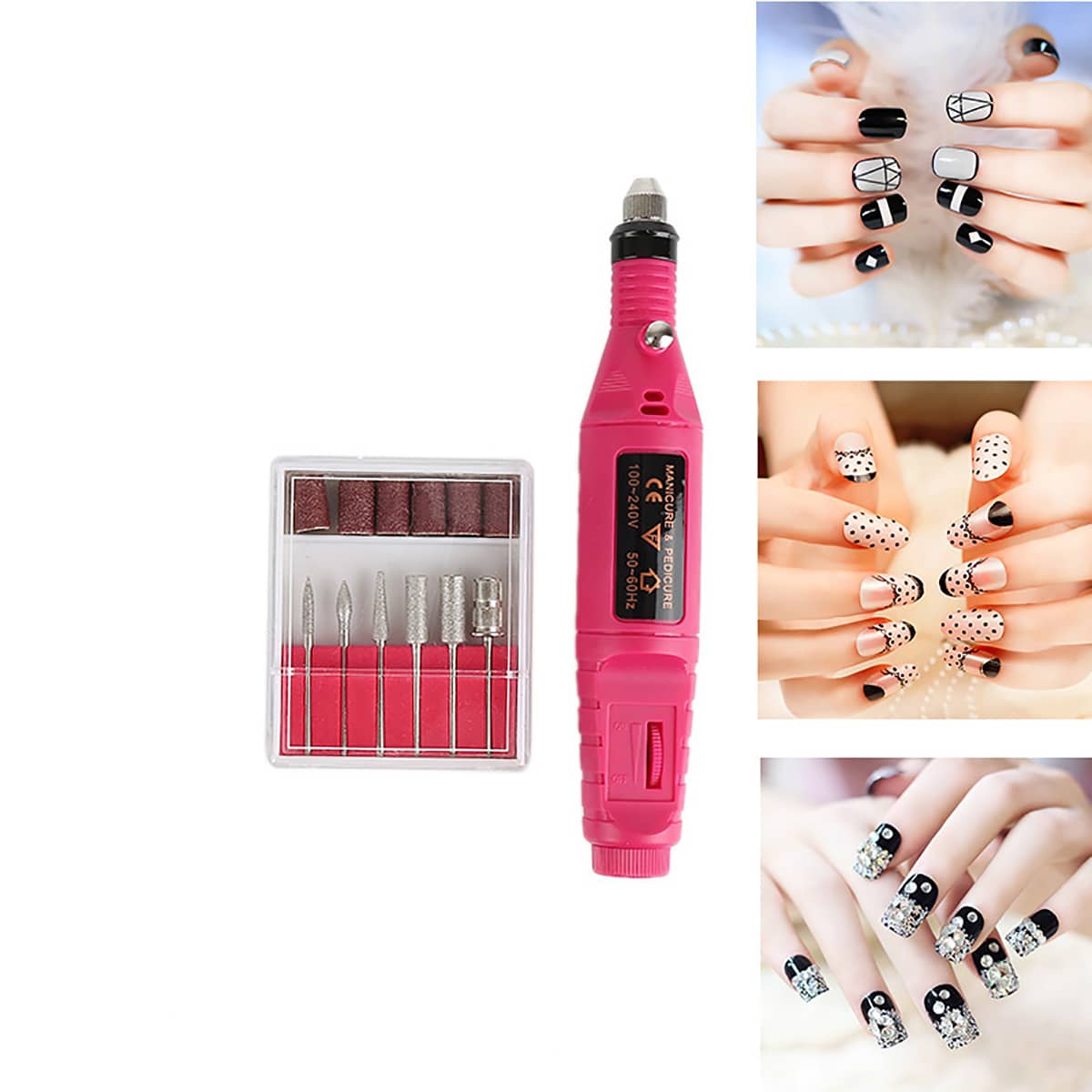 

1set Electric Nail Polisher, Hot pink