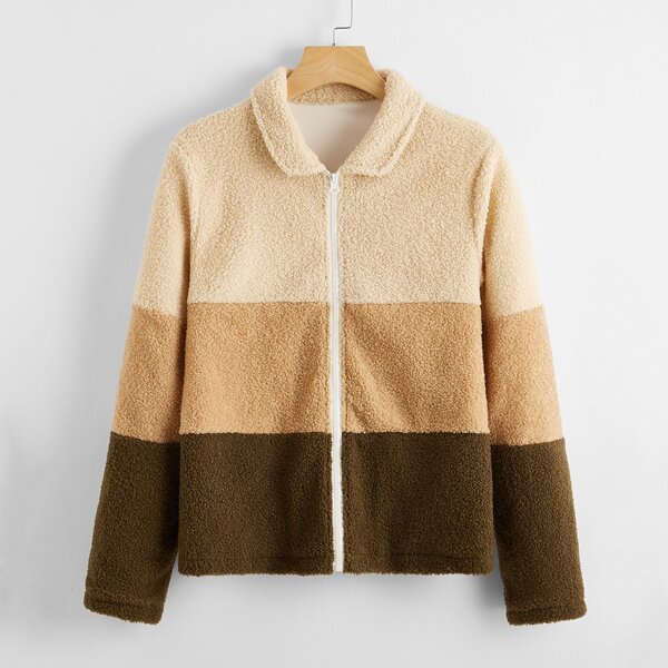 

Cut And Sew Teddy Jacket, Multicolor