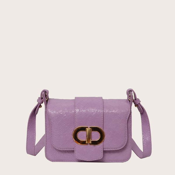 

Girls Metal Decor Flap Crossbody Bag, Purple