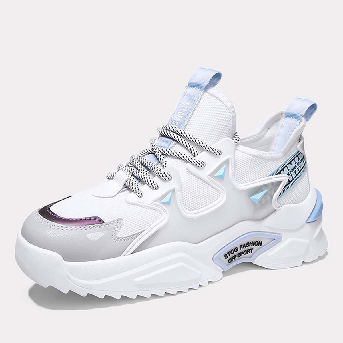 

Guys Lace-up Decor Chunky Sneakers, White