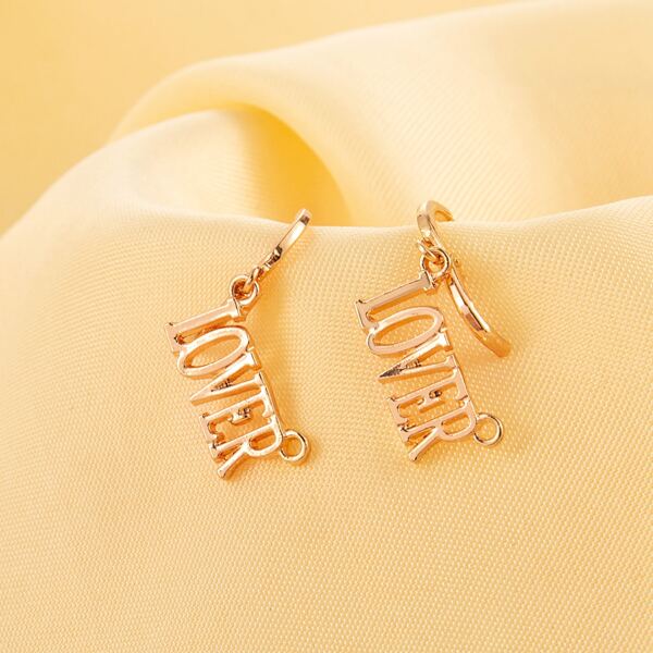

Letter Drop Earrings, Gold