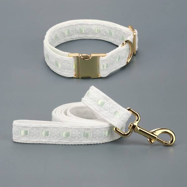 

1pc Dog Lace Collar & 1pc Leash, White