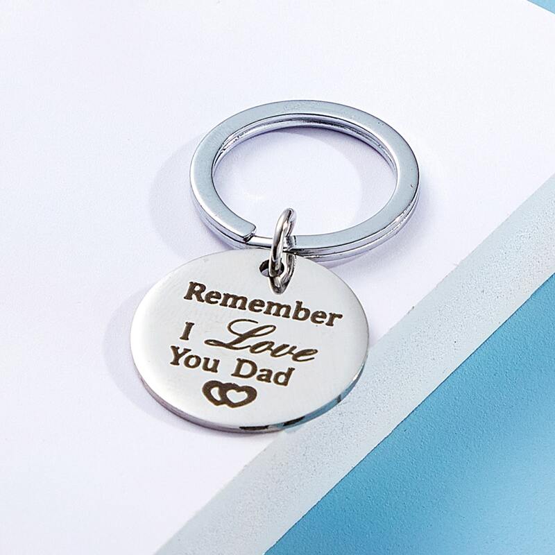 

Slogan Design Round Charm Keychain, Silver