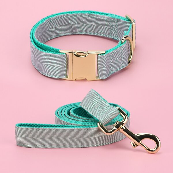 

1pc Solid Dog Collar & 1pc Leash, Green