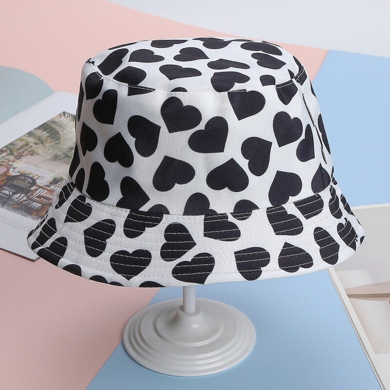 

Heart Bucket Hat, Black and white