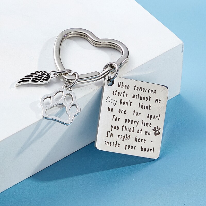 

Slogan Design Geometric Charm Keychain, Silver