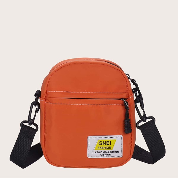 

Letter Patch Crossbody Bag, Orange