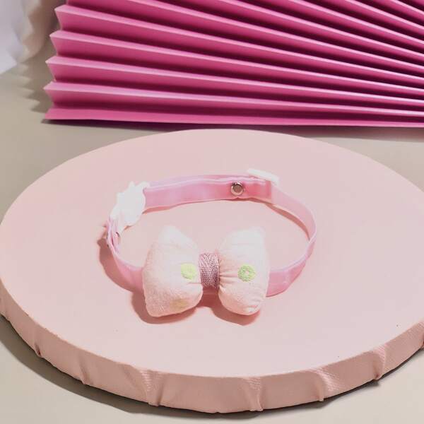 

1pc Bow Decor Cat Collar, Pink