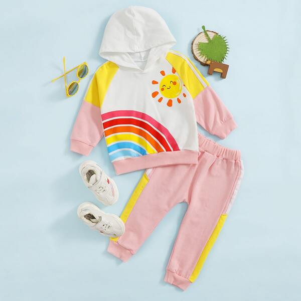 

Toddler Boys Cartoon Graphic Tape Panel Hoodie & Sweatpants, Multicolor