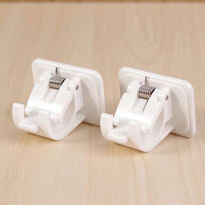 2pcs Strong Adhesive Spring Hooks, Wall-Mounted Curtain Rod Bracket For Bedroom, Living Room Etc., Practical And Decorative Home Hardware Gifts Birthday Graduation