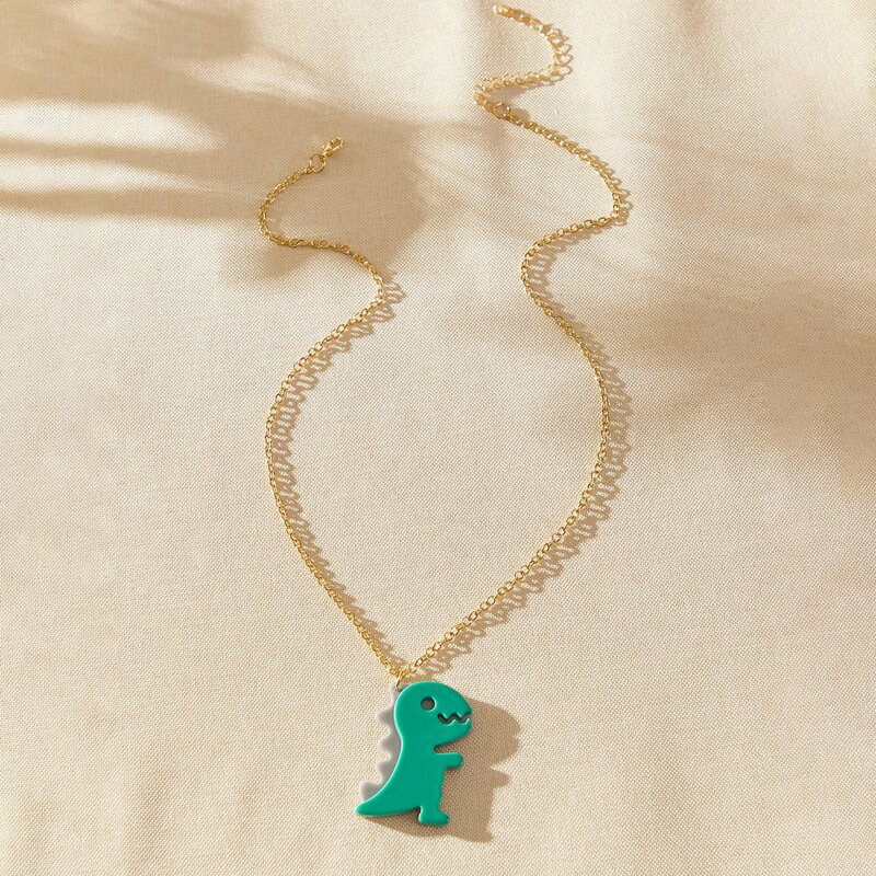 

Cartoon Dinosaur Pendant Necklace, Green