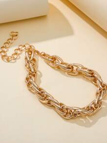 Simple Chain Necklace - Yellow Gold - View 2