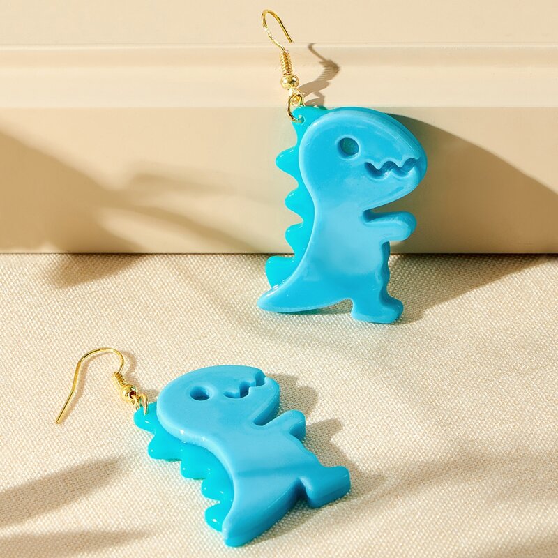 

Cartoon Dinosaur Drop Earring, Blue
