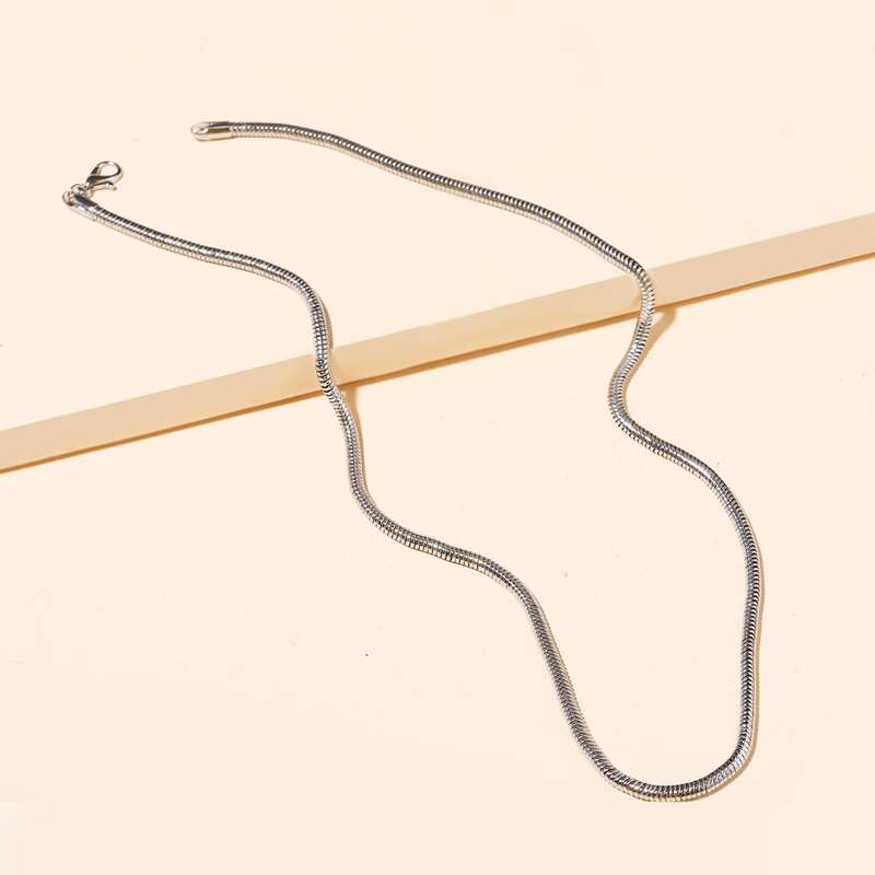 

Guys Simple Metal Necklace, Silver