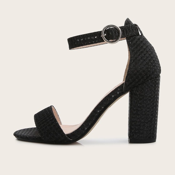 

Two Part Chunky Heeled Sandals, Black