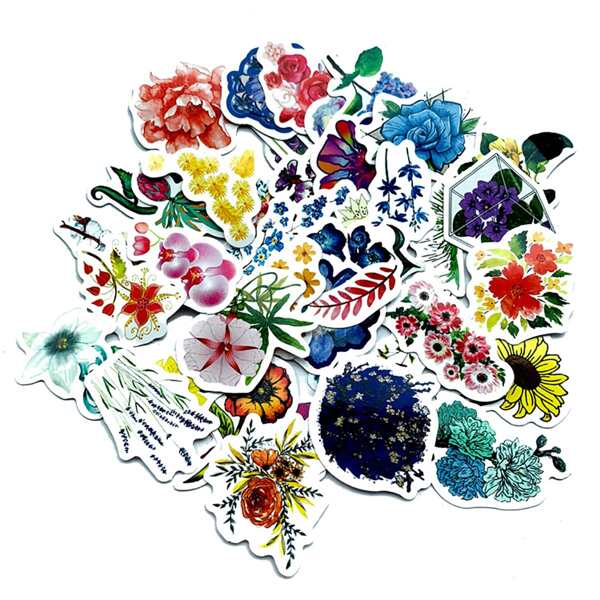 

42pcs Flower Print Sticker, Multicolor