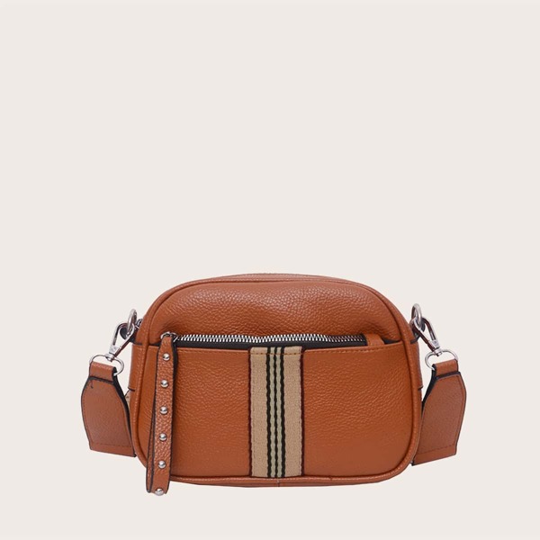 

Striped Graphic Crossbody Bag, Brown