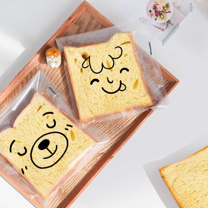100pcs Random Pattern Bread Package Bag, Clear