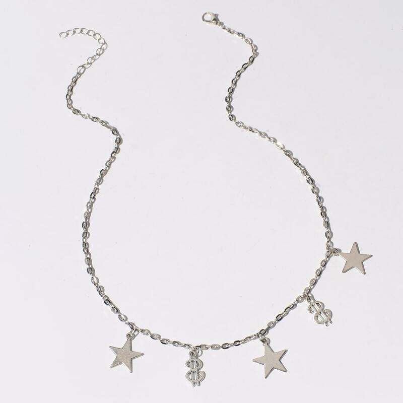

Star & Dollar Chain Necklace, Silver