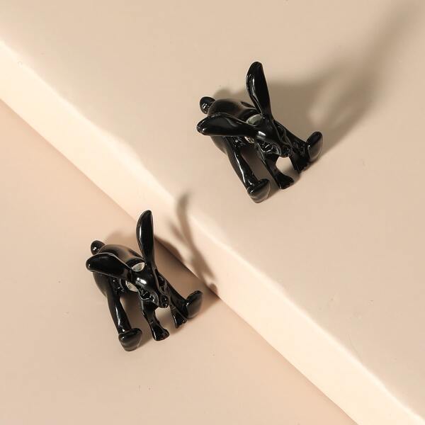 

Rabbit Shaped Stud Earrings, Black