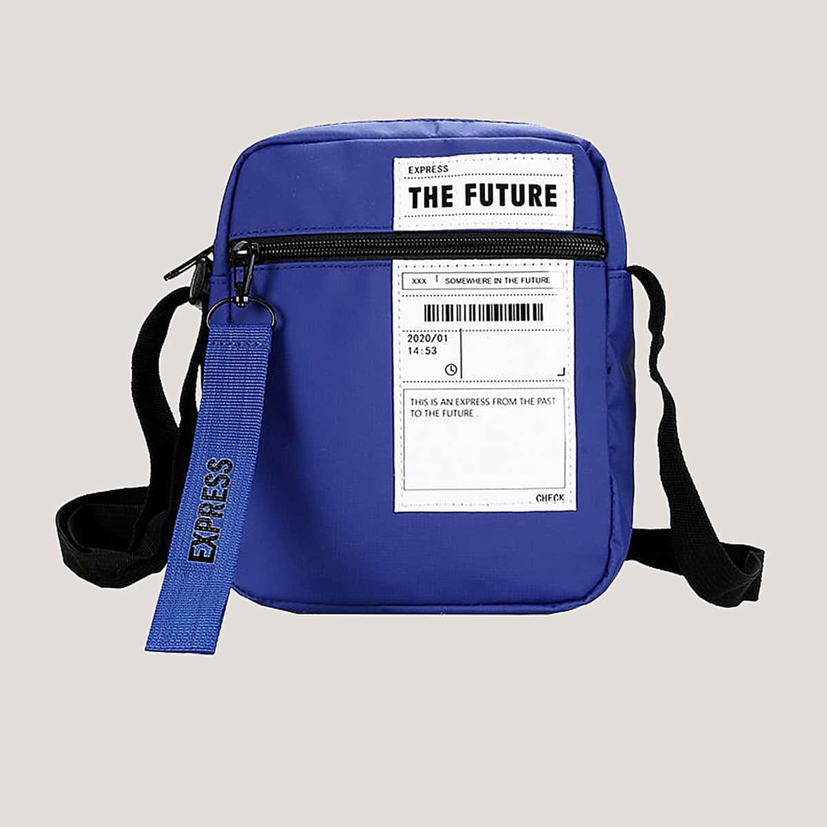 

Letter Graphic Crossbody Bag, Blue