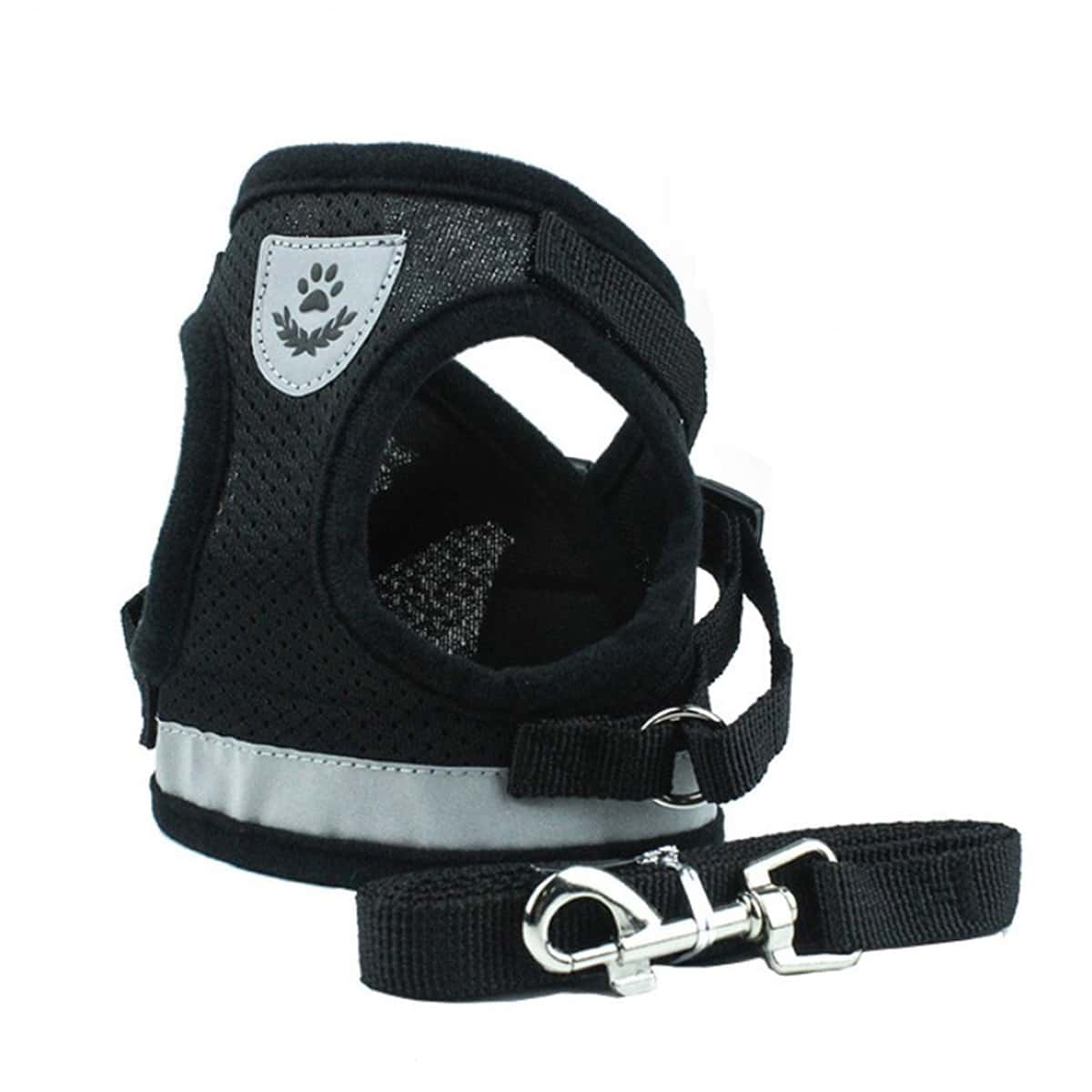 

1pc Dog Breathable Harness & 1pc Leash, Black