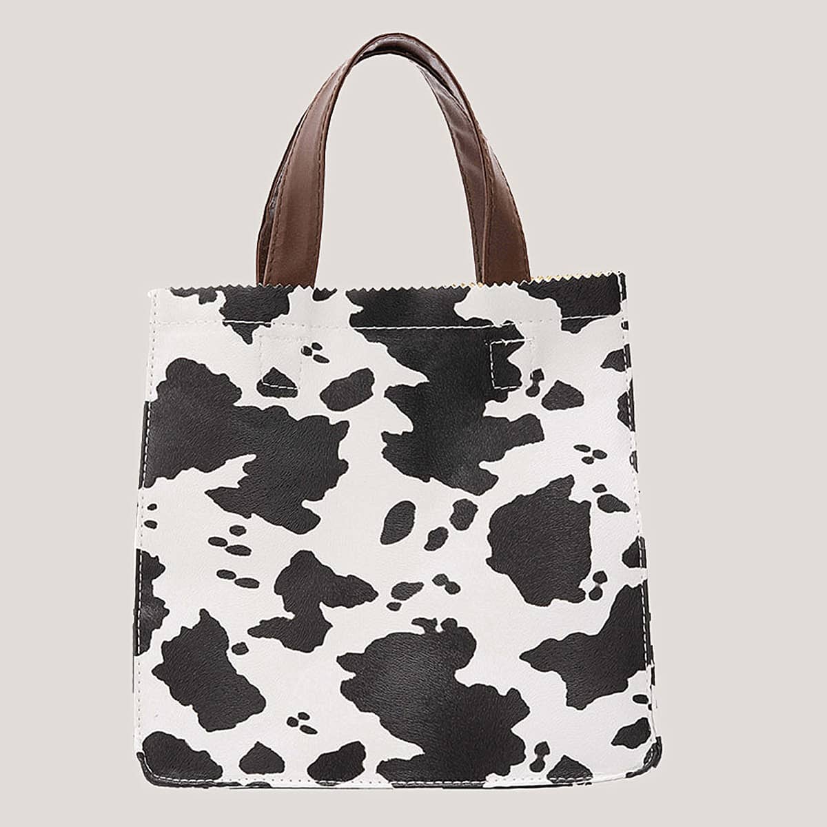 

Cow Print Tote Bag, Black and white