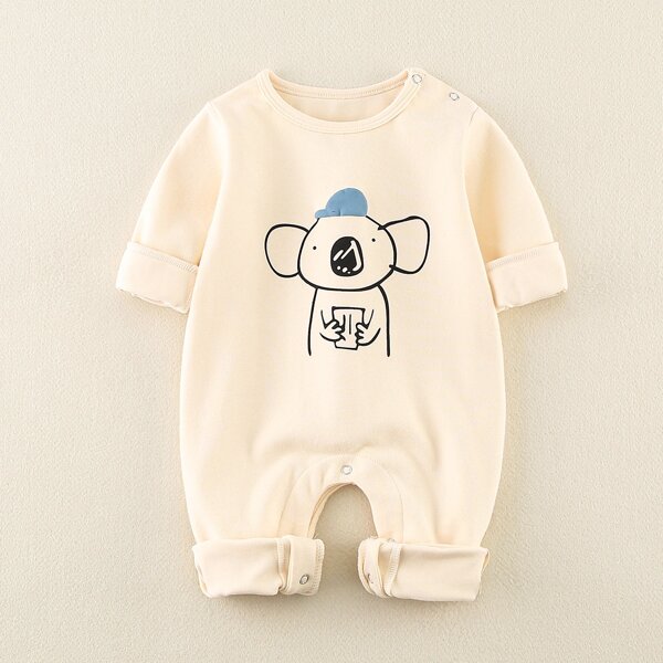 

Baby Unisex Cartoon Graphic Jumpsuit, Beige