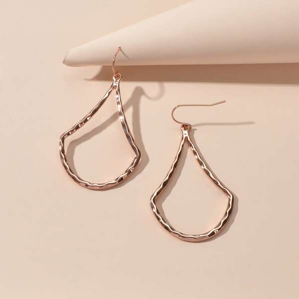 

Hollow Out Fan Drop Earrings, Gold