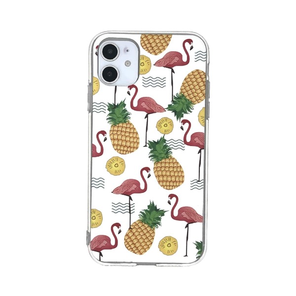 

1pc Flamingo & Pineapple Print iPhone Case, Multicolor