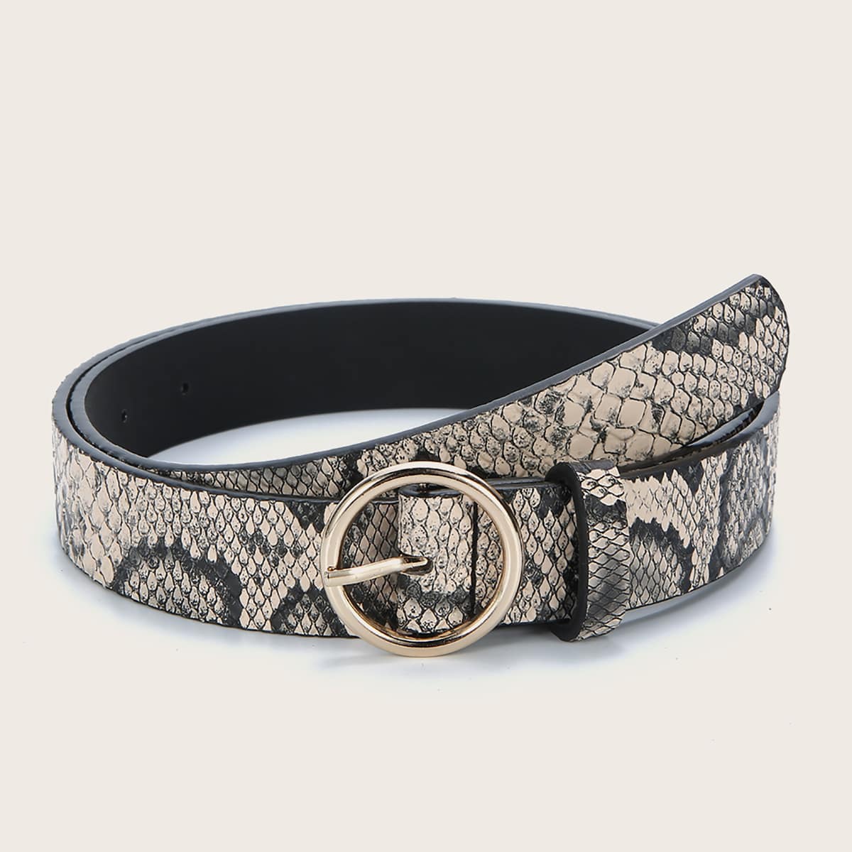 

Snakeskin Print Buckle Belt, Multicolor