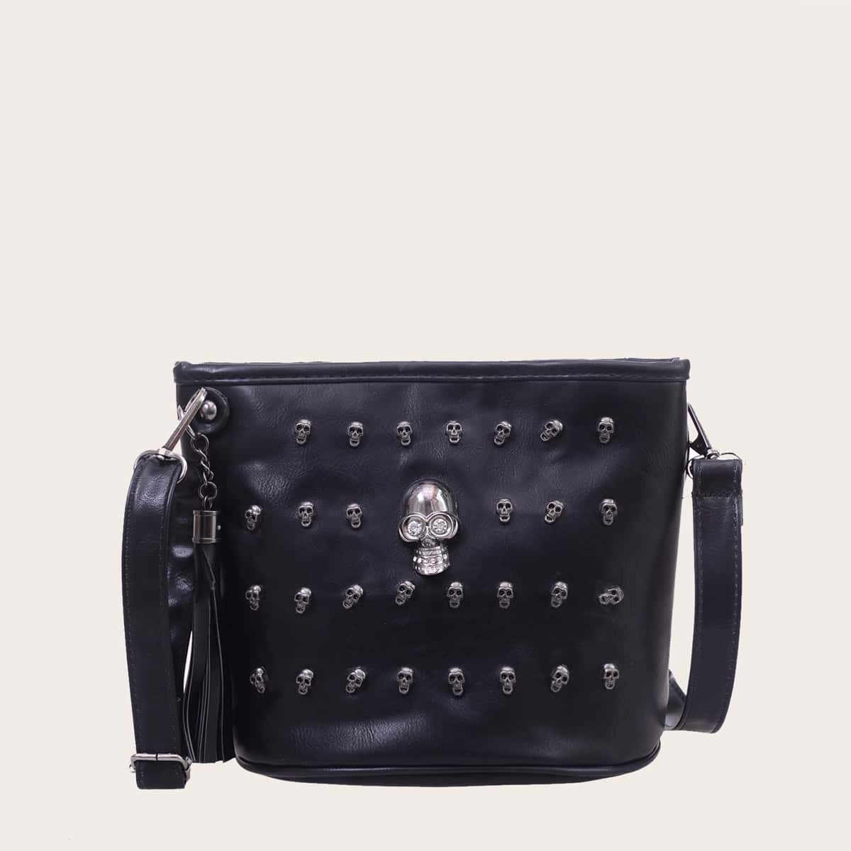

Skeleton Studded Crossbody Bag, Black
