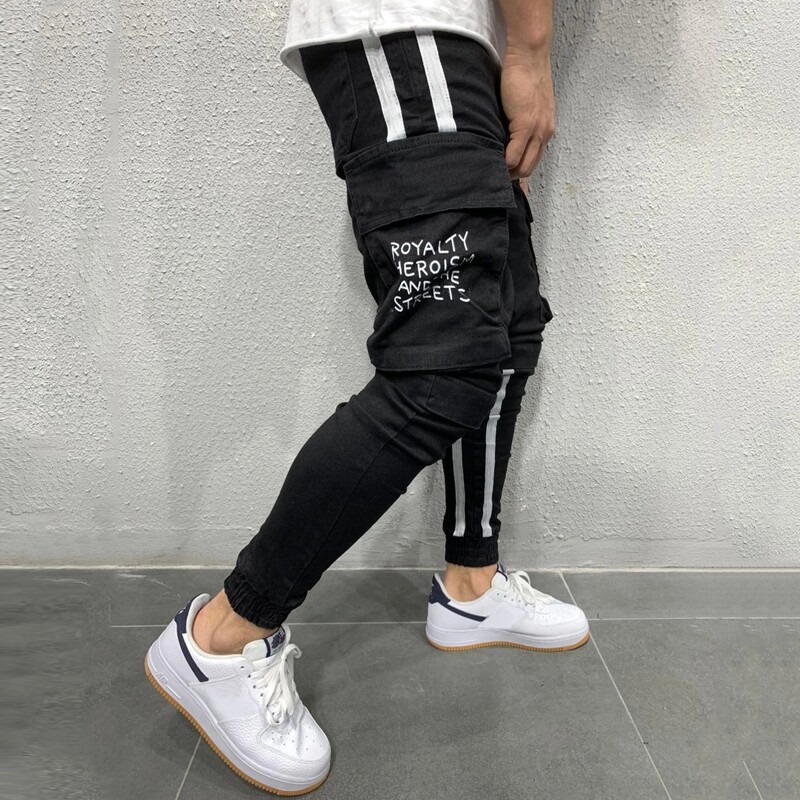 

Guys Letter Graphic Flap Pocket Cargo Pants, Black