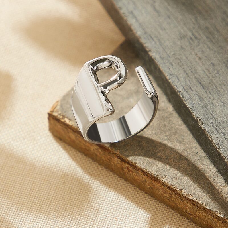 

Letter P Ring, Silver