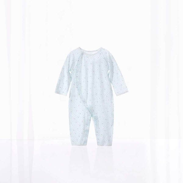 

Baby Unisex Polka Dot & Cartoon Graphic Tee Jumpsuit, Baby blue