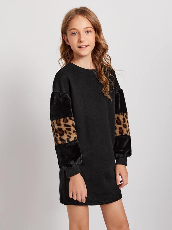 faux fur sleeve sweatshirt