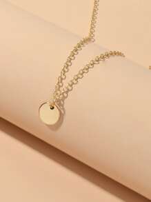 Round Charm Necklace - Yellow Gold - View 3